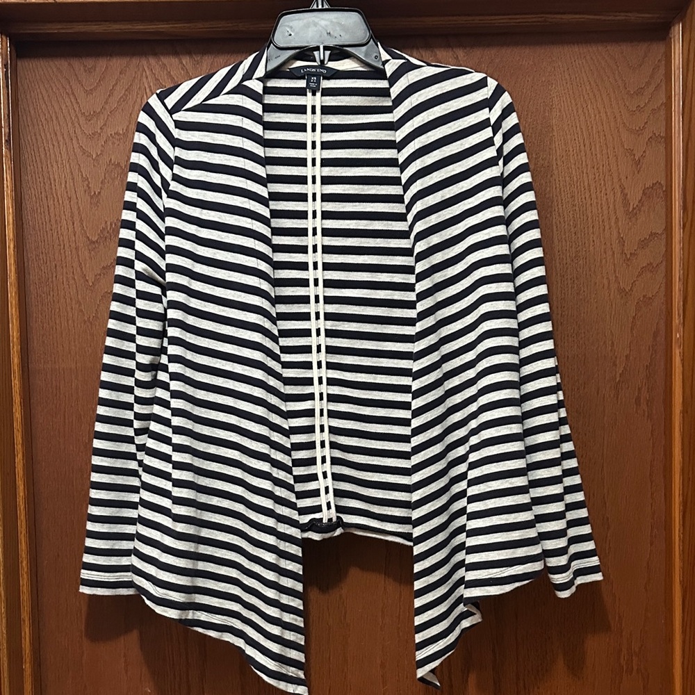 Lands' End Striped Open Cardigan Sweater XS